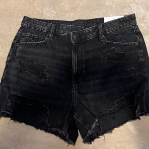 American Eagle Mom Jeans Shorts Black 14 32 destroyed